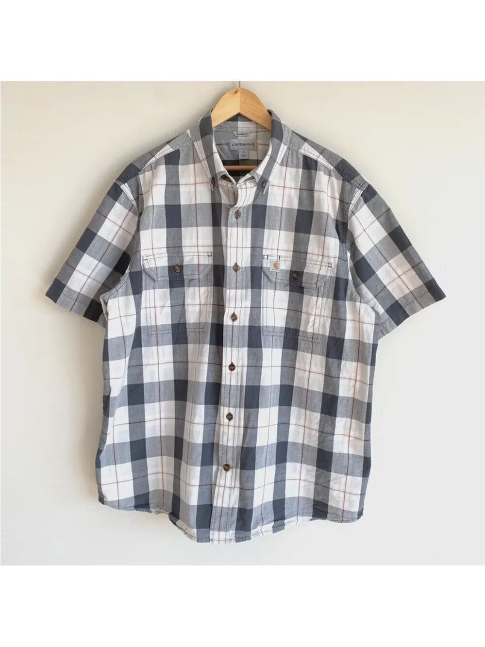 Carhartt Relaxed Fit Plaid Short Sleeve Button Down Shirt Size XL